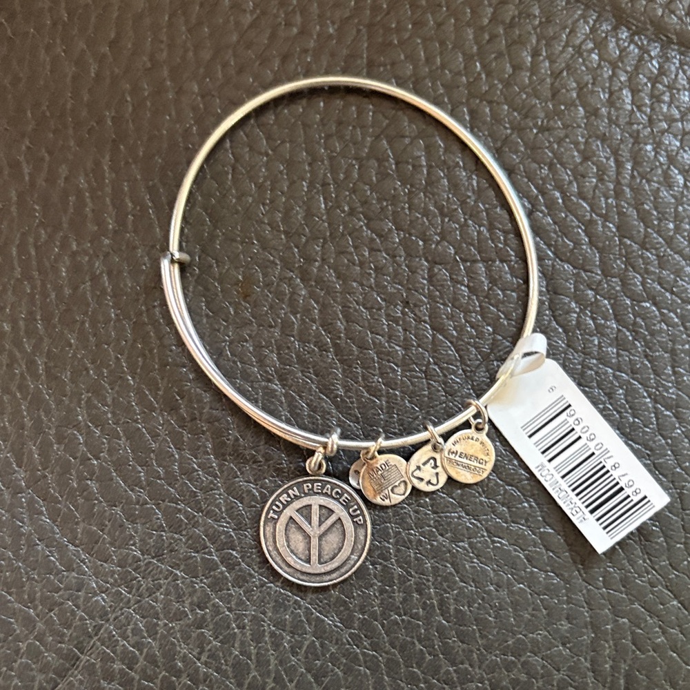 Alex and ani turn peace up silver charm bracelet